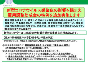 新型コロナウィルス「雇用調整助成金」の特例が追加実施されます