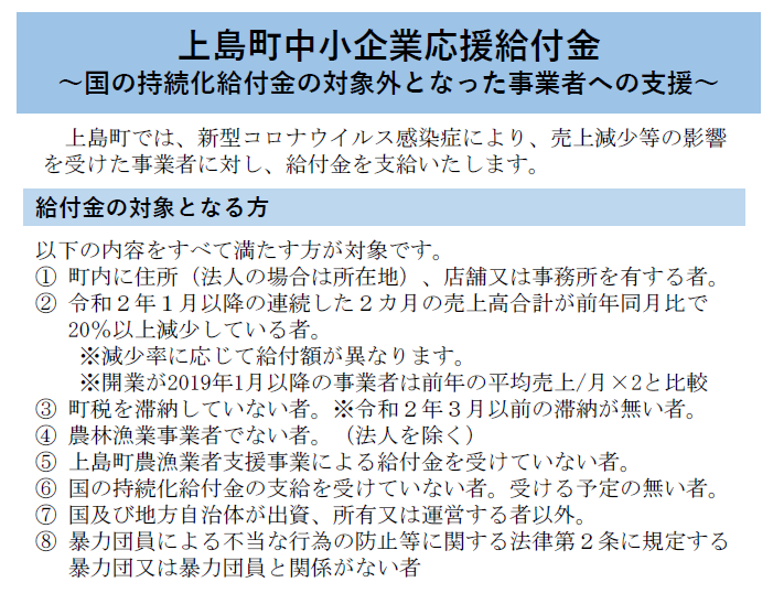 上島町中小企業応援給付金について